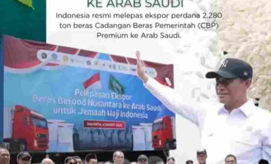 Indonesia Ekspor Perdana 2.280 Ton Beras Premium ke Arab Saudi